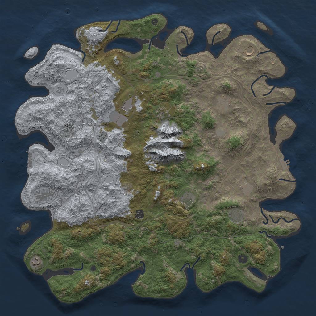 Rust Map: Procedural Map, Size: 5000, Seed: 2101630137, 18 Monuments