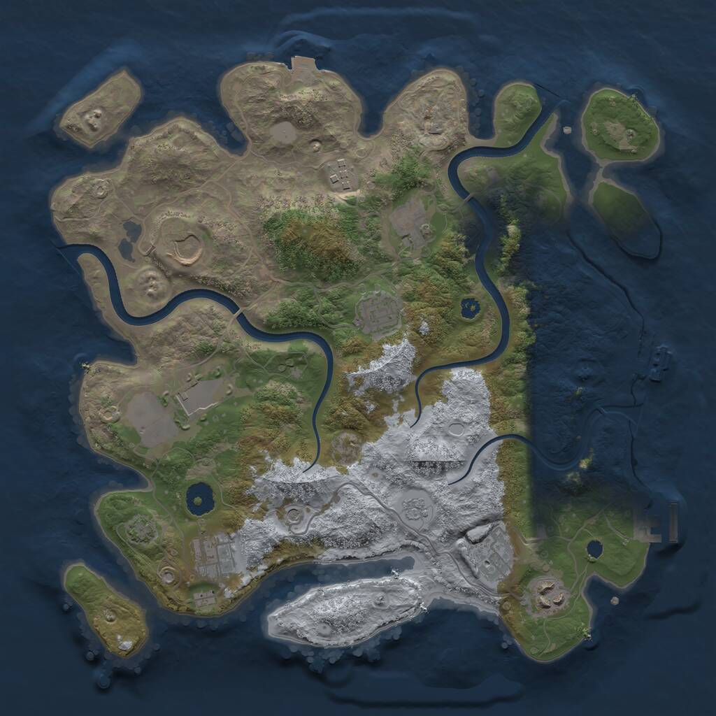 Rust Map: Procedural Map, Size: 3500, Seed: 92054319, 14 Monuments