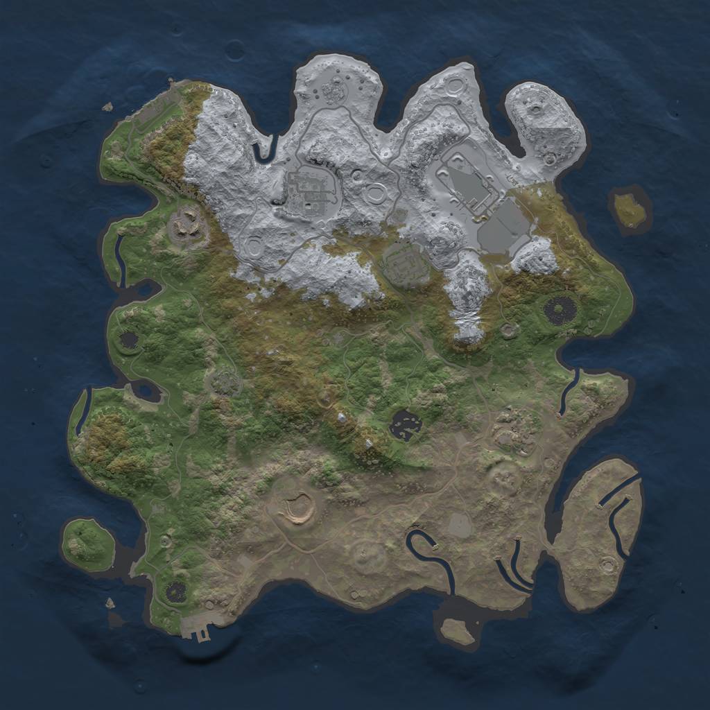 Rust Map: Procedural Map, Size: 3500, Seed: 592826808, 14 Monuments