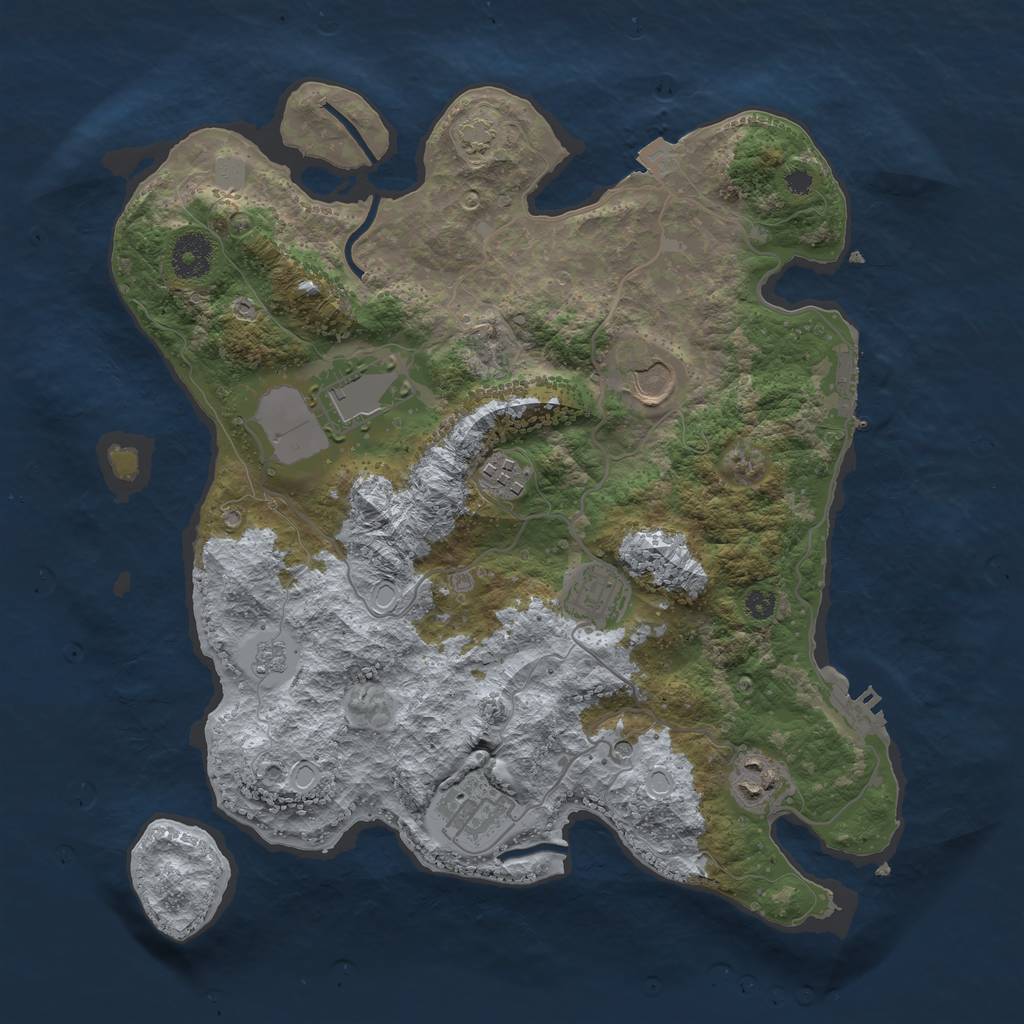 Rust Map: Procedural Map, Size: 3500, Seed: 301522356, 14 Monuments