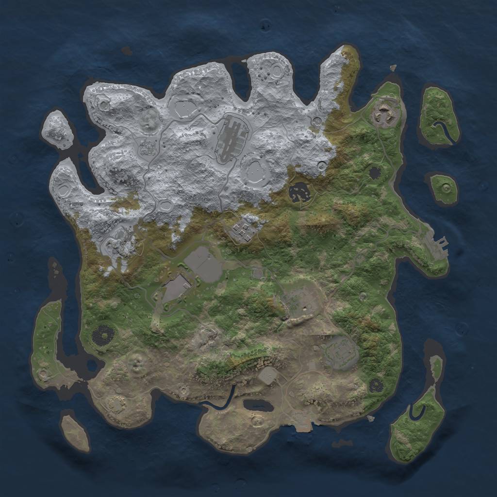 Rust Map: Procedural Map, Size: 3500, Seed: 1821765385, 15 Monuments