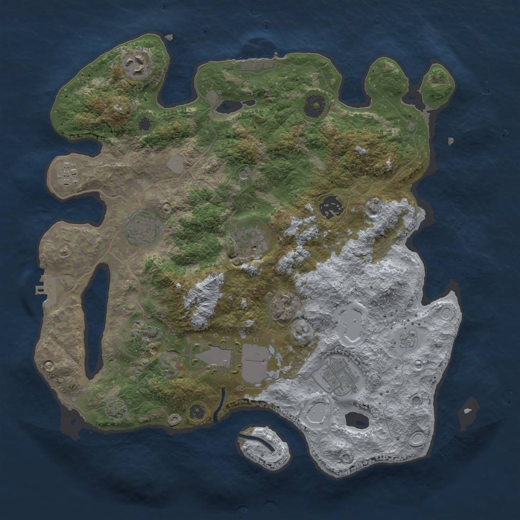 Rust Map: Procedural Map, Size: 3500, Seed: 327835531, 16 Monuments