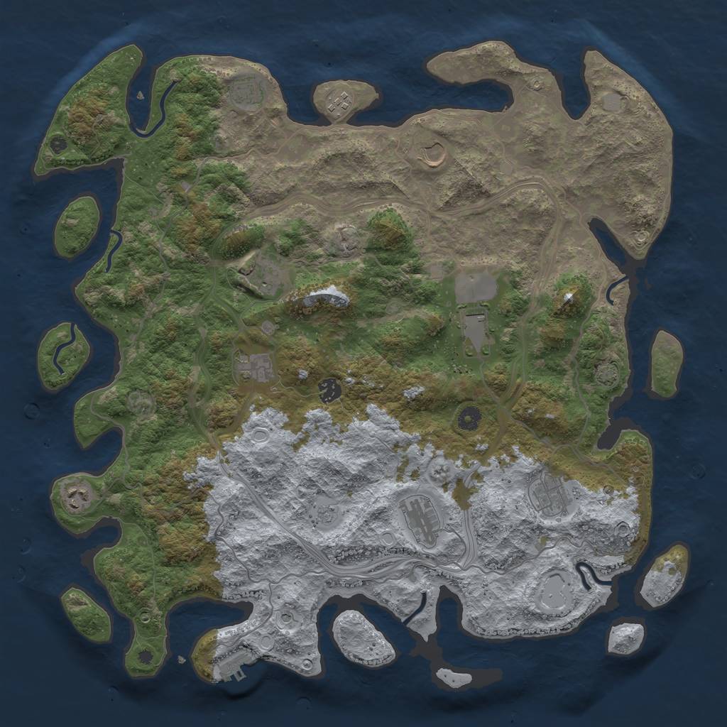 Rust Map: Procedural Map, Size: 4550, Seed: 1444443333, 17 Monuments