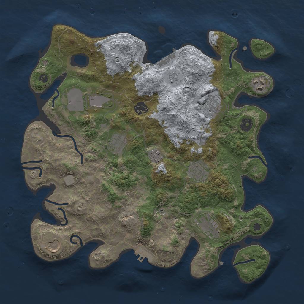 Rust Map: Procedural Map, Size: 3500, Seed: 980765231, 16 Monuments
