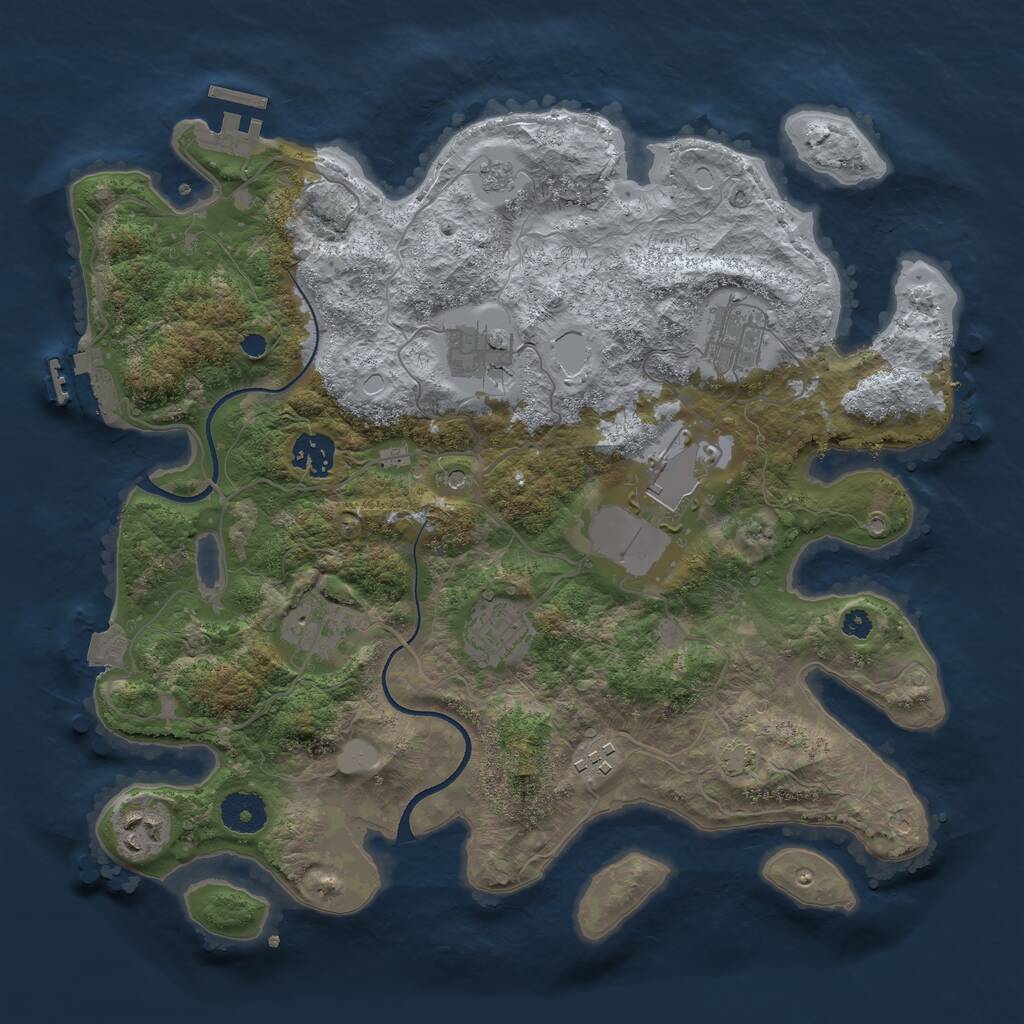 Rust Map: Procedural Map, Size: 3500, Seed: 596139619, 14 Monuments