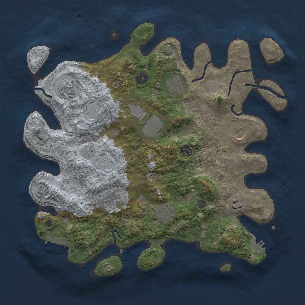 Rust Map: Procedural Map, Size: 3750, Seed: 140463996, 17 Monuments
