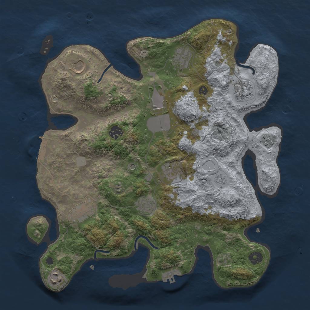 Rust Map: Procedural Map, Size: 3500, Seed: 925263702, 17 Monuments