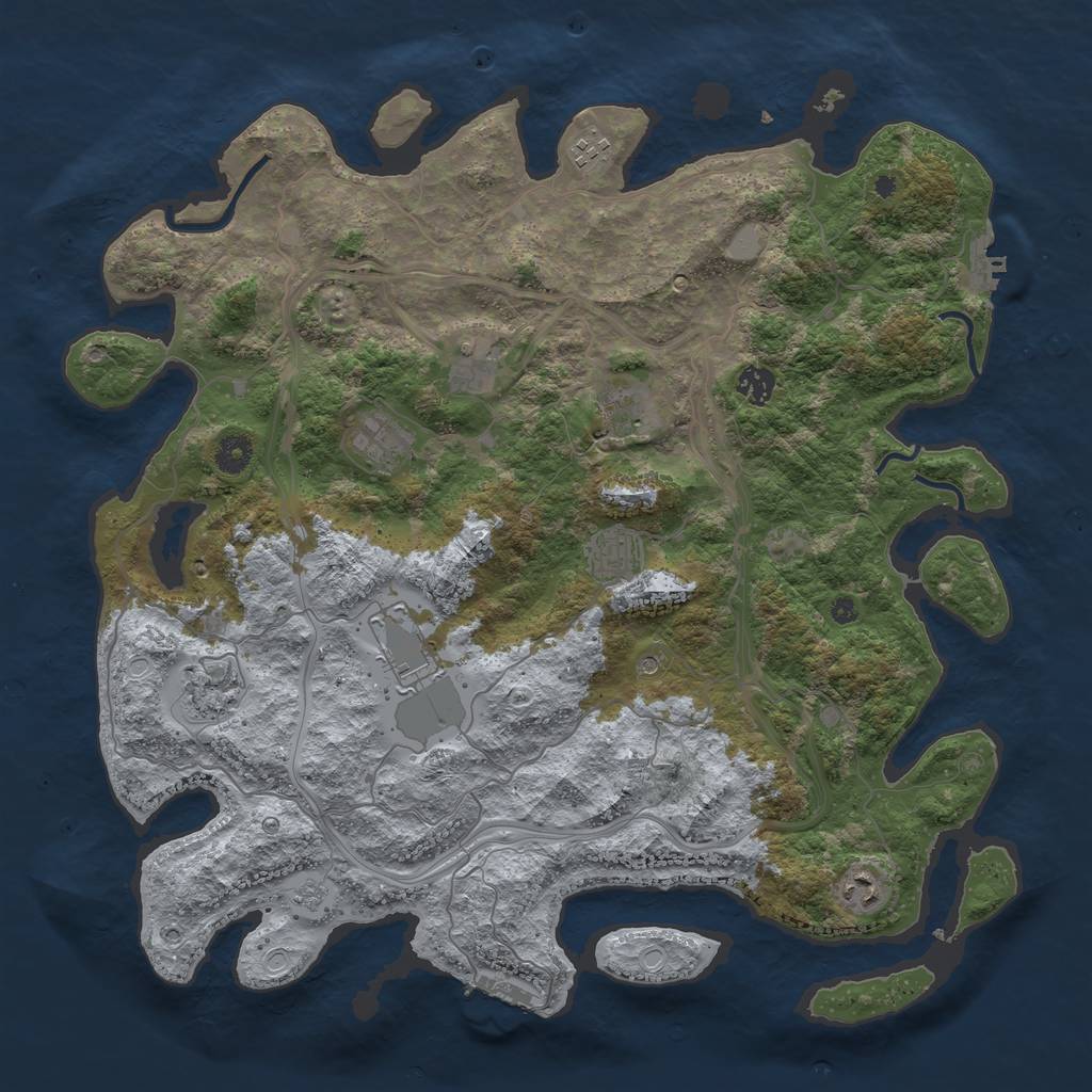 Rust Map: Procedural Map, Size: 4250, Seed: 1224949326, 16 Monuments