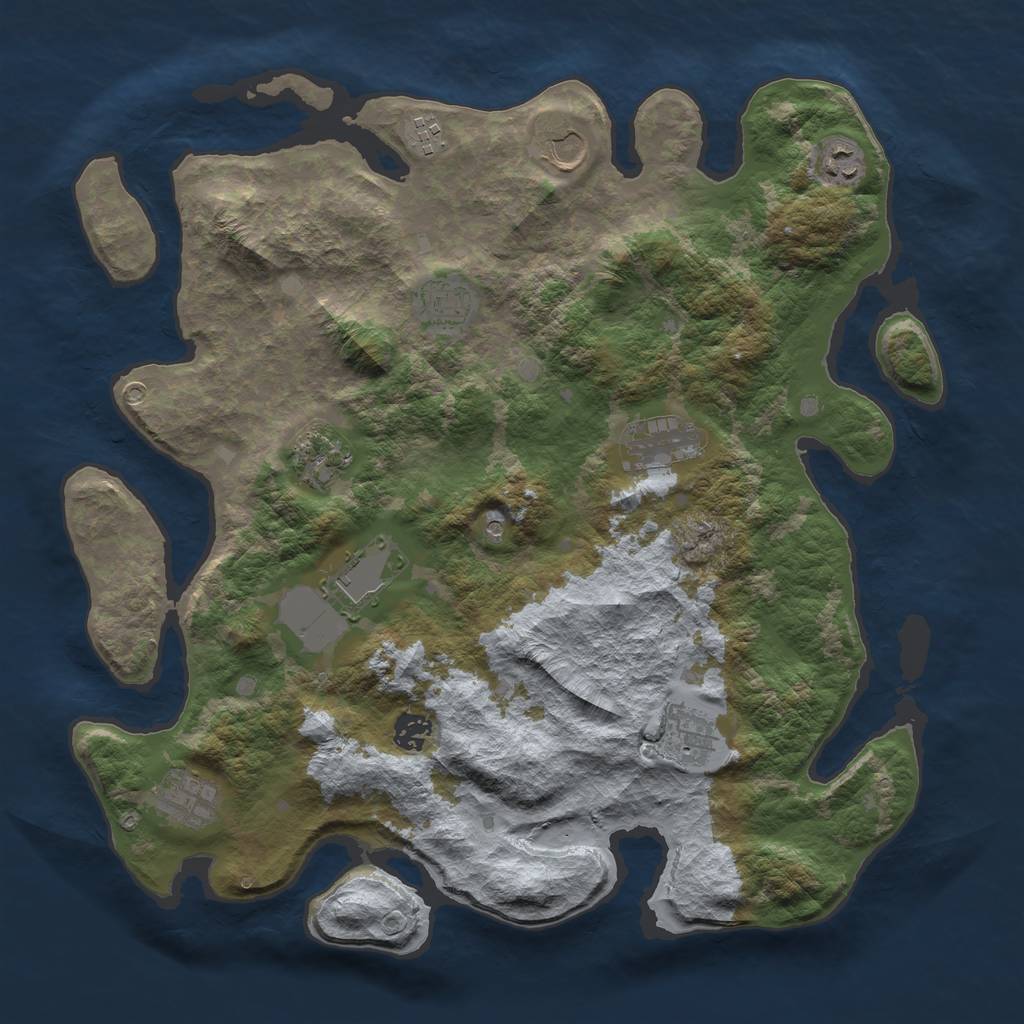 Rust Map: Barren, Size: 4000, Seed: 800062331, 13 Monuments