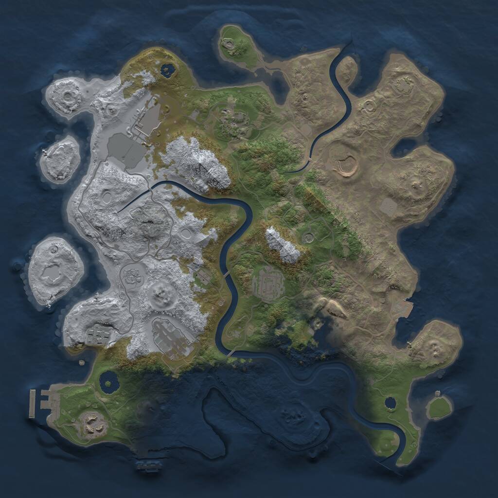 Rust Map: Procedural Map, Size: 3500, Seed: 205457942, 14 Monuments