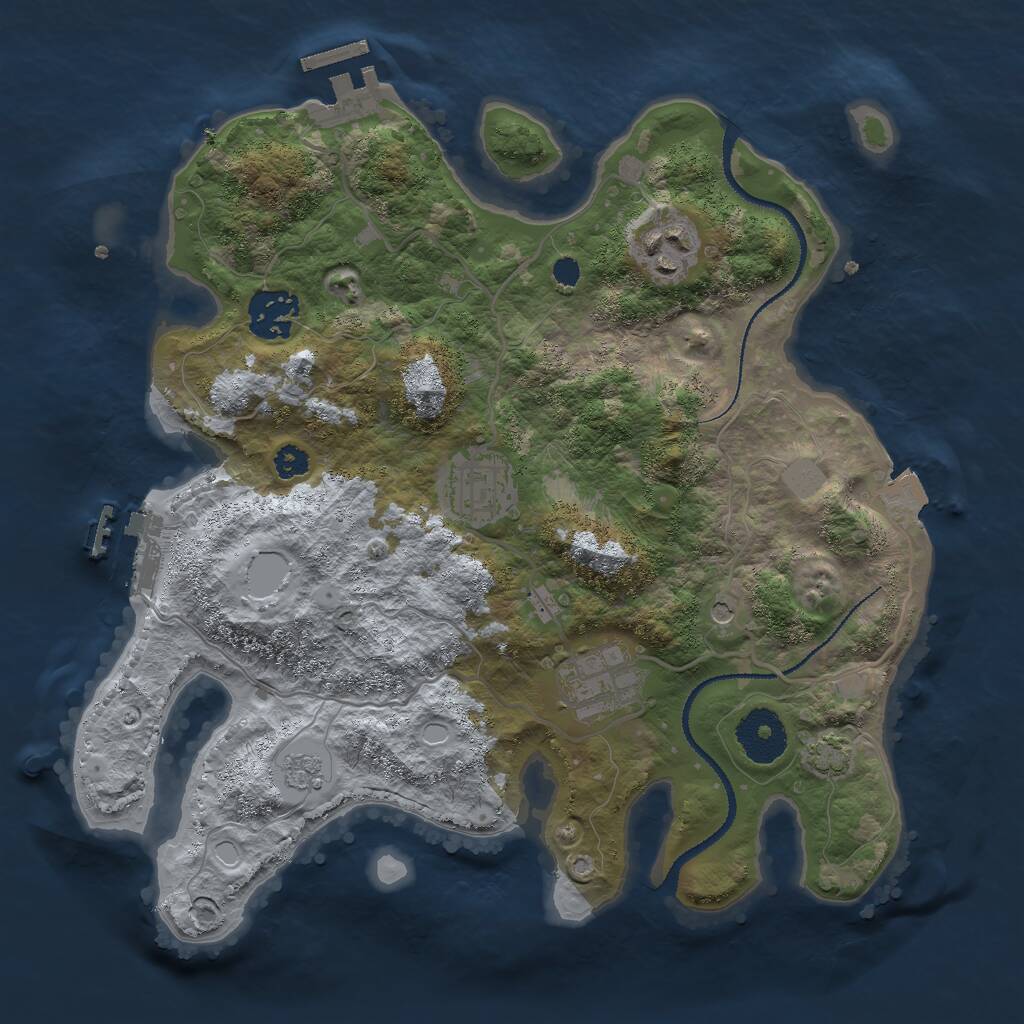 Rust Map: Procedural Map, Size: 3000, Seed: 44393369, 10 Monuments