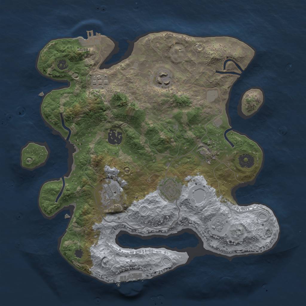Rust Map: Procedural Map, Size: 3000, Seed: 2125412512, 12 Monuments