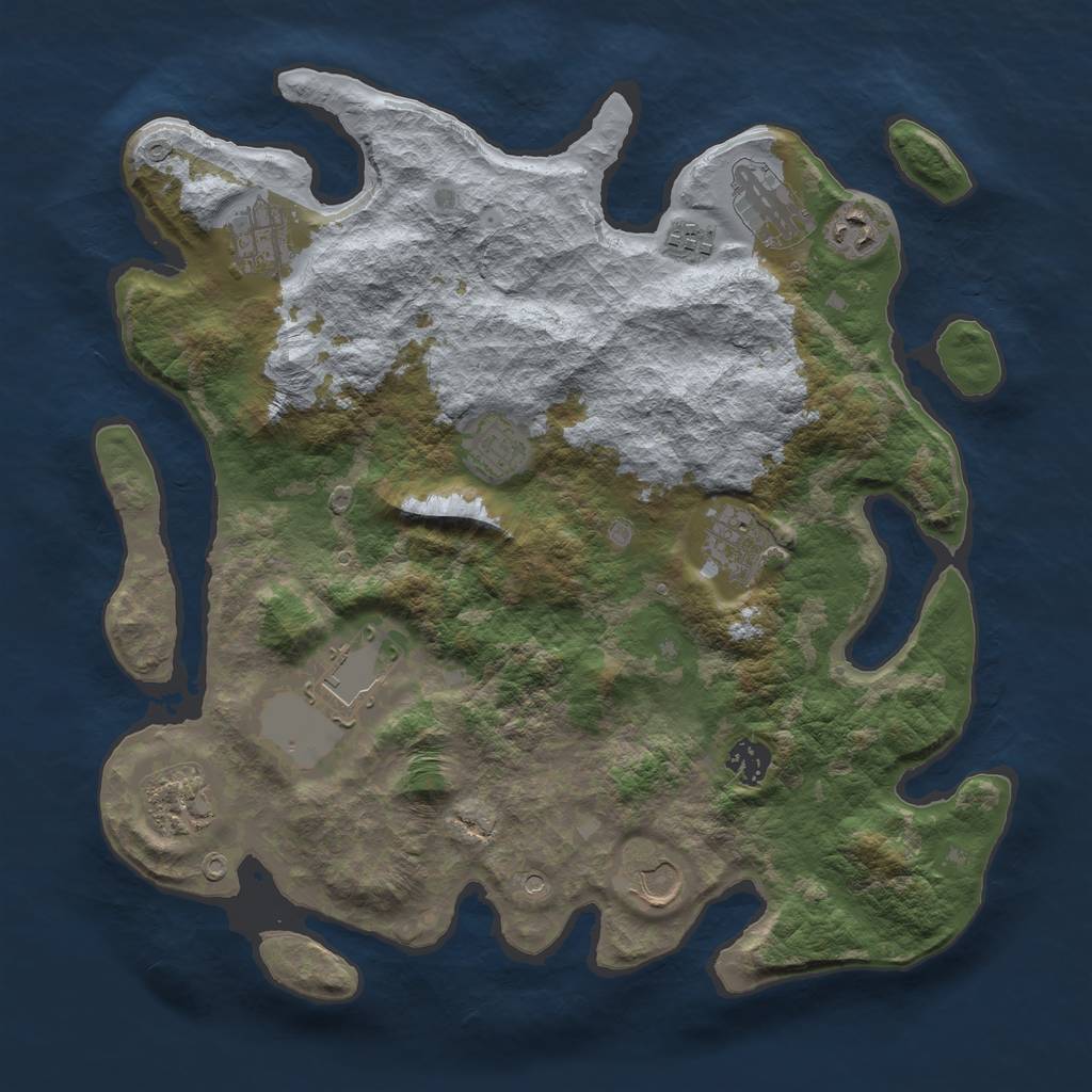 Rust Map: Barren, Size: 3700, Seed: 990368554, 13 Monuments