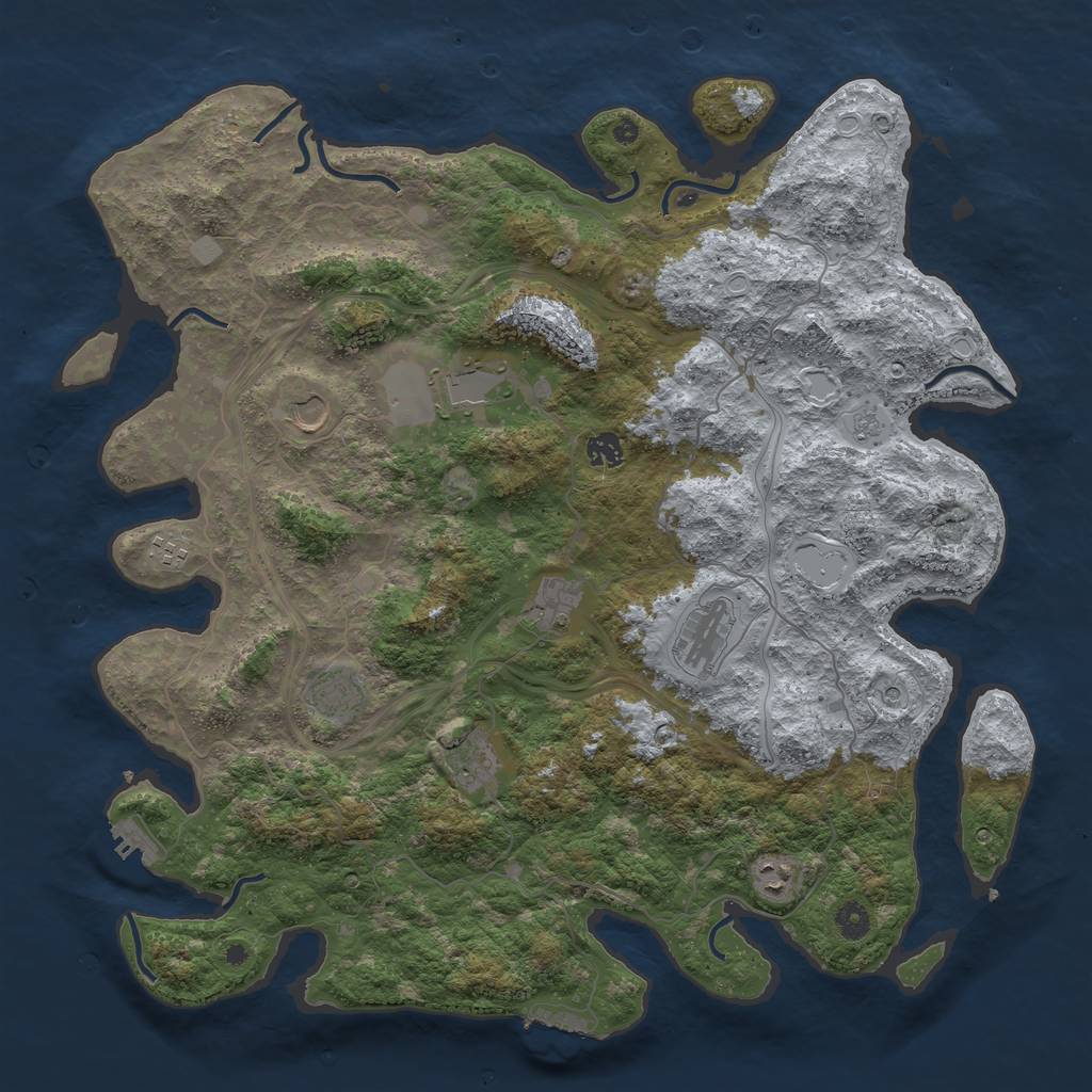 Rust Map: Procedural Map, Size: 4500, Seed: 987654234, 16 Monuments