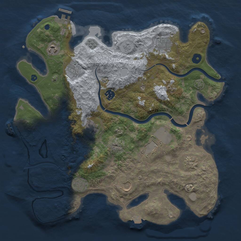 Rust Map: Procedural Map, Size: 3700, Seed: 430407878, 16 Monuments