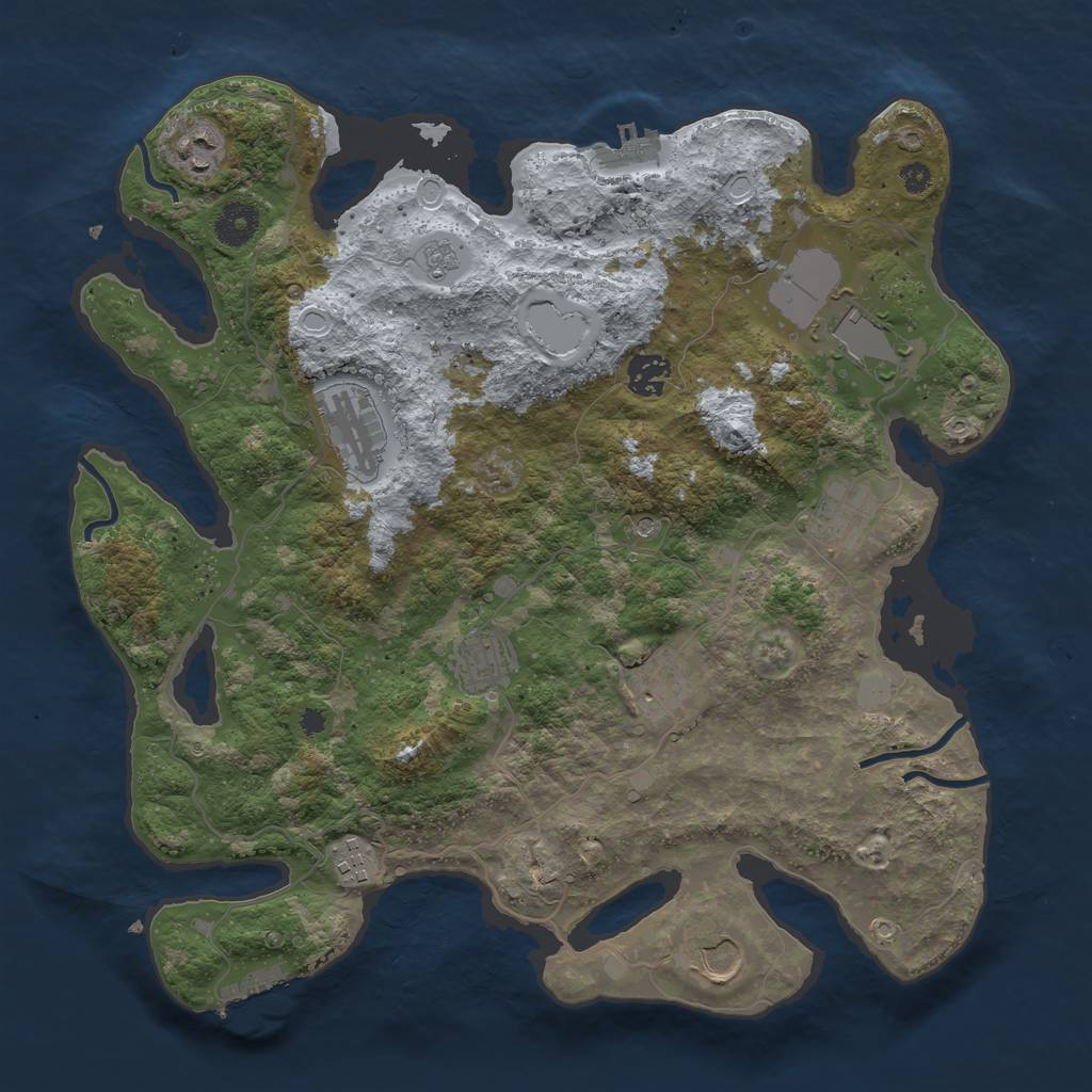 Rust Map: Procedural Map, Size: 3700, Seed: 430407878, 16 Monuments