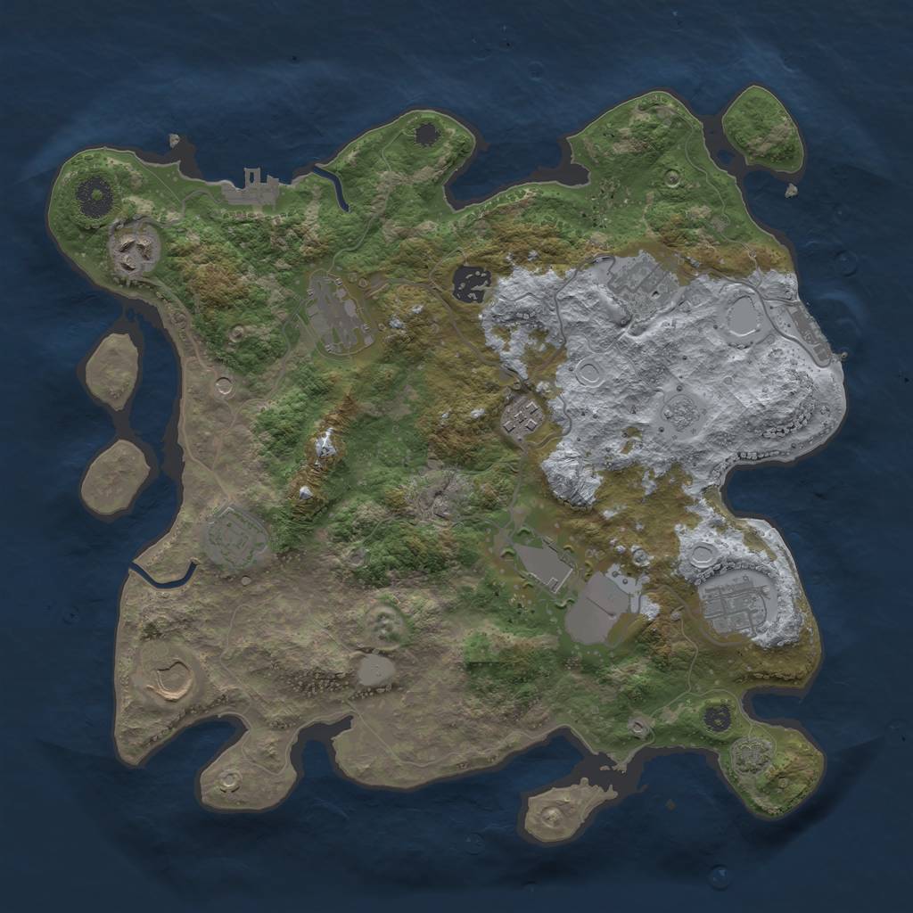 Rust Map: Procedural Map, Size: 3500, Seed: 648253, 17 Monuments