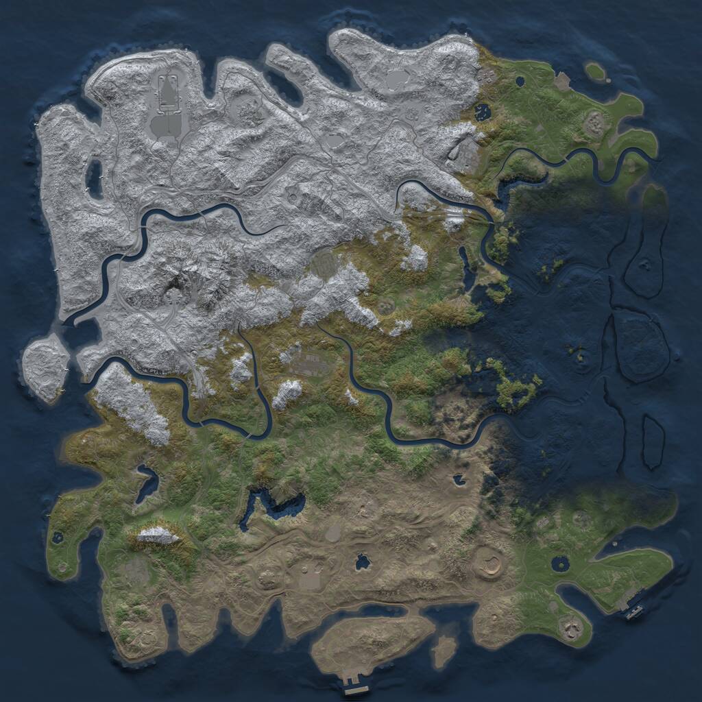 Rust Map: Procedural Map, Size: 6000, Seed: 124161992, 17 Monuments