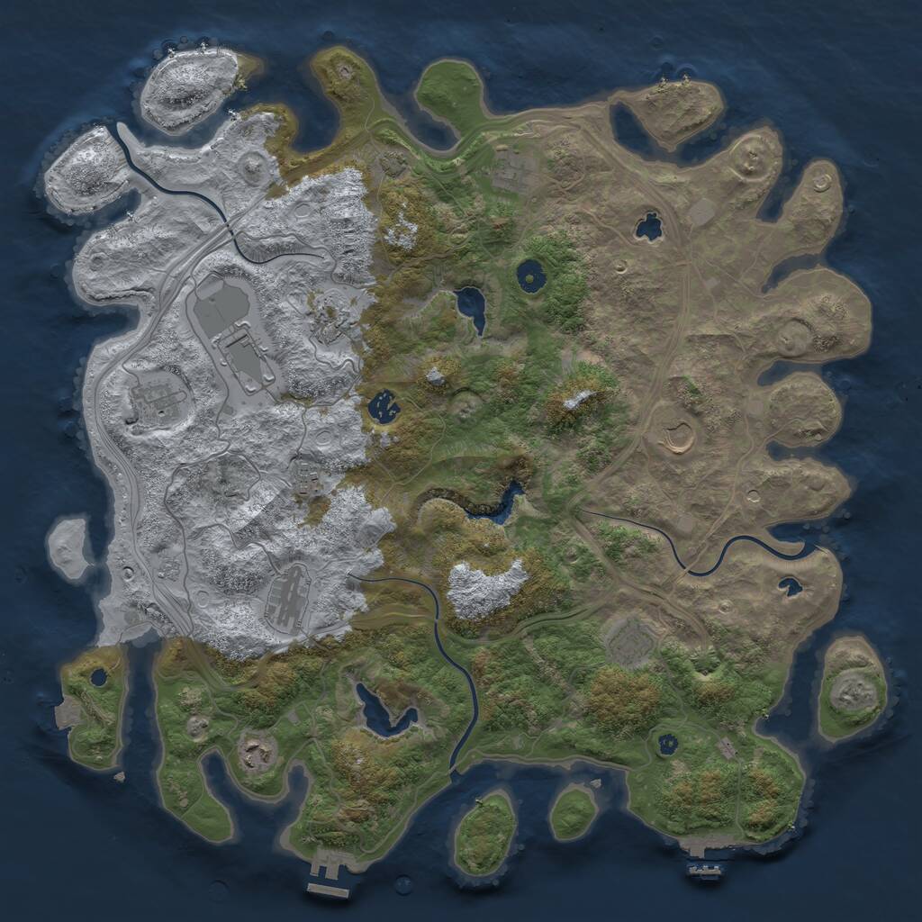 Rust Map: Procedural Map, Size: 4500, Seed: 11976553, 16 Monuments