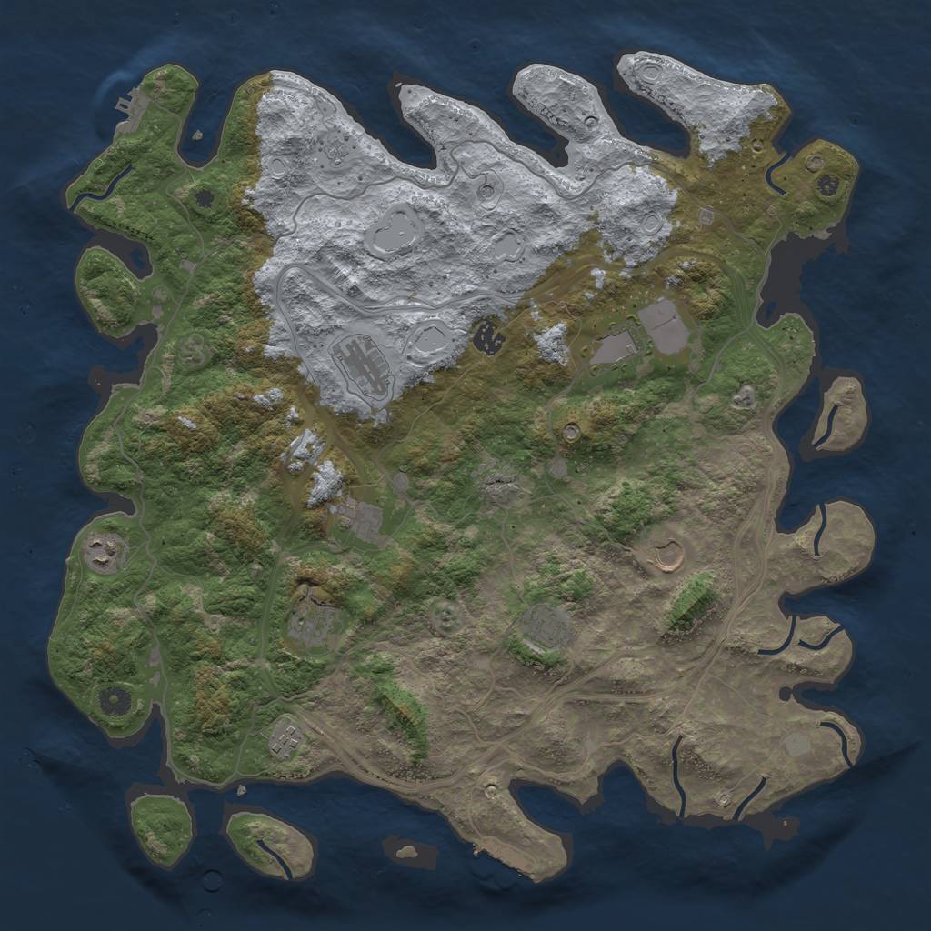 Rust Map: Procedural Map, Size: 4500, Seed: 76643, 16 Monuments