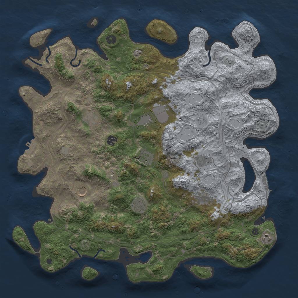 Rust Map: Procedural Map, Size: 4500, Seed: 280223, 17 Monuments