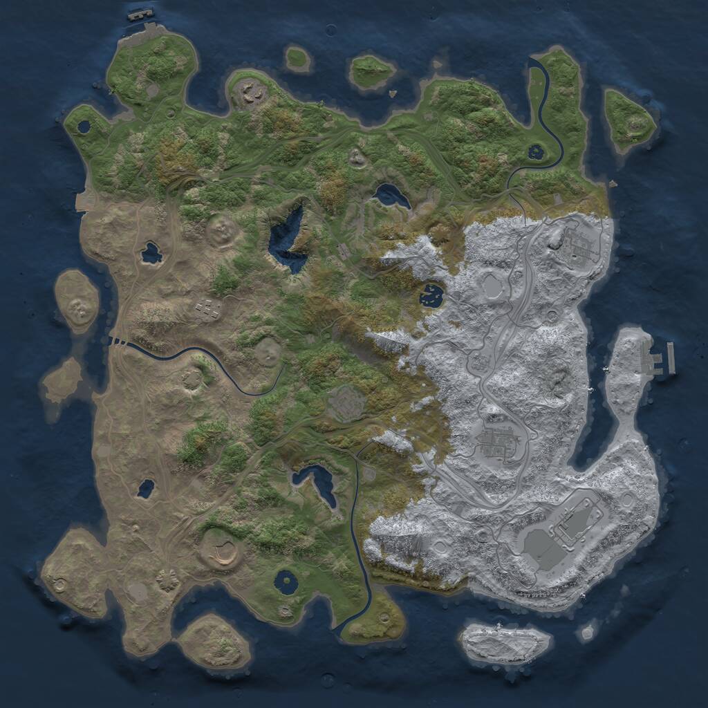 Rust Map: Procedural Map, Size: 4500, Seed: 244984210, 14 Monuments