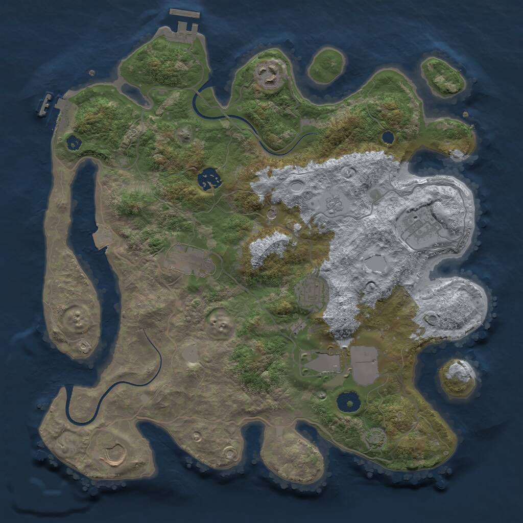 Rust Map: Procedural Map, Size: 3500, Seed: 3254675, 13 Monuments