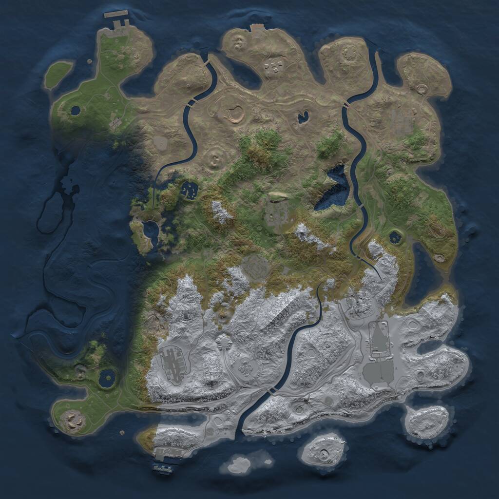Rust Map: Procedural Map, Size: 4250, Seed: 728576, 16 Monuments
