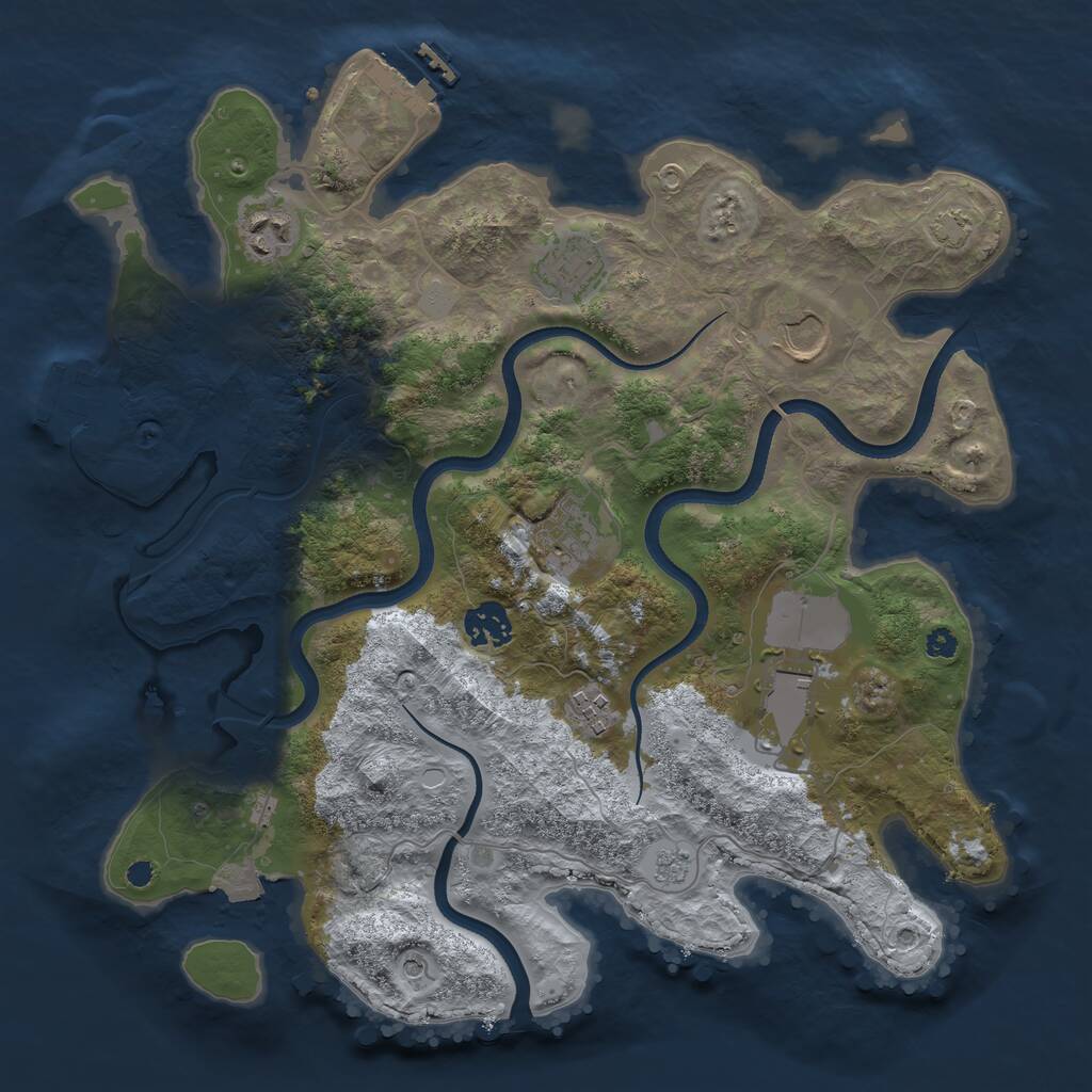 Rust Map: Procedural Map, Size: 3500, Seed: 1542702634, 13 Monuments