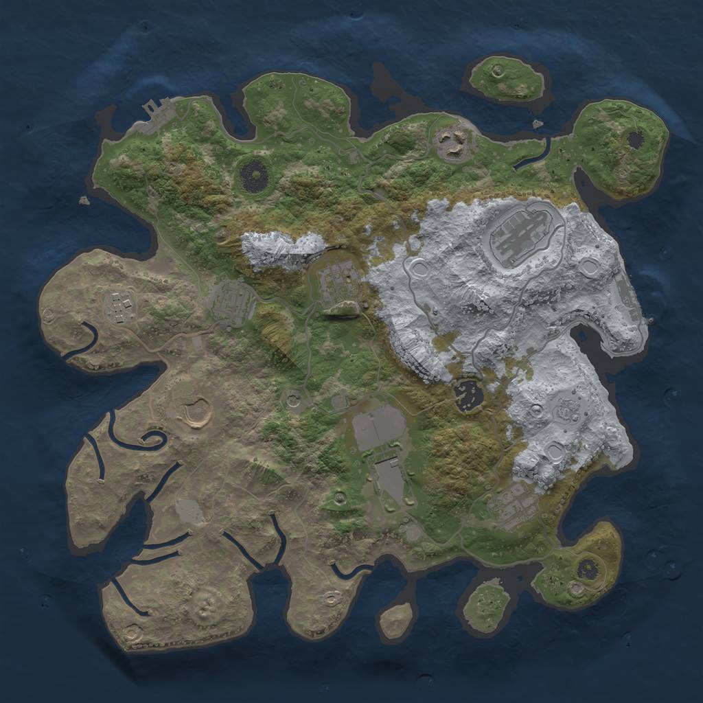 Rust Map: Procedural Map, Size: 3500, Seed: 1154756642, 16 Monuments