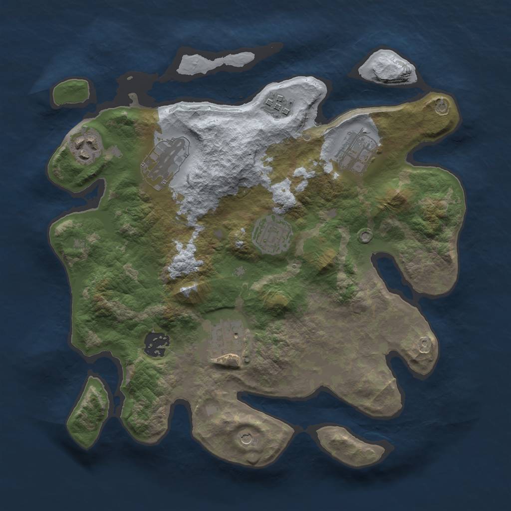 Rust Map: Barren, Size: 3000, Seed: 25353, 10 Monuments