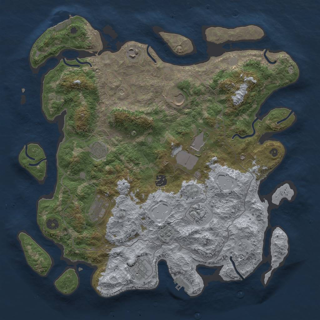 Rust Map: Procedural Map, Size: 4000, Seed: 1148623008, 16 Monuments