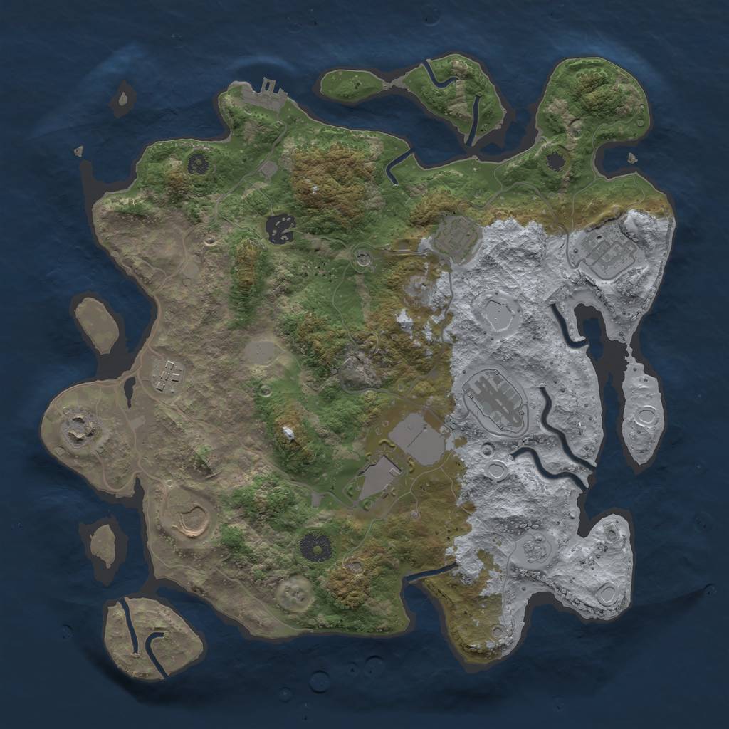 Rust Map: Procedural Map, Size: 3500, Seed: 7897956, 14 Monuments