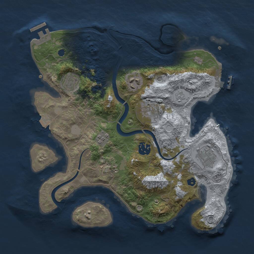 Rust Map: Procedural Map, Size: 3000, Seed: 73341, 12 Monuments