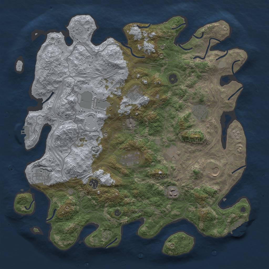 Rust Map: Procedural Map, Size: 4250, Seed: 974148467, 17 Monuments