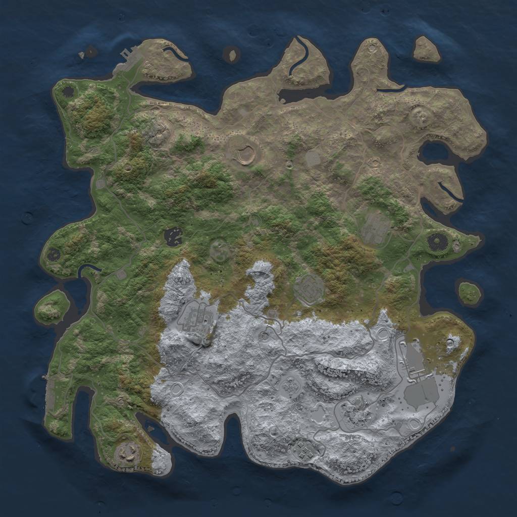Rust Map: Procedural Map, Size: 4000, Seed: 1896925325, 16 Monuments