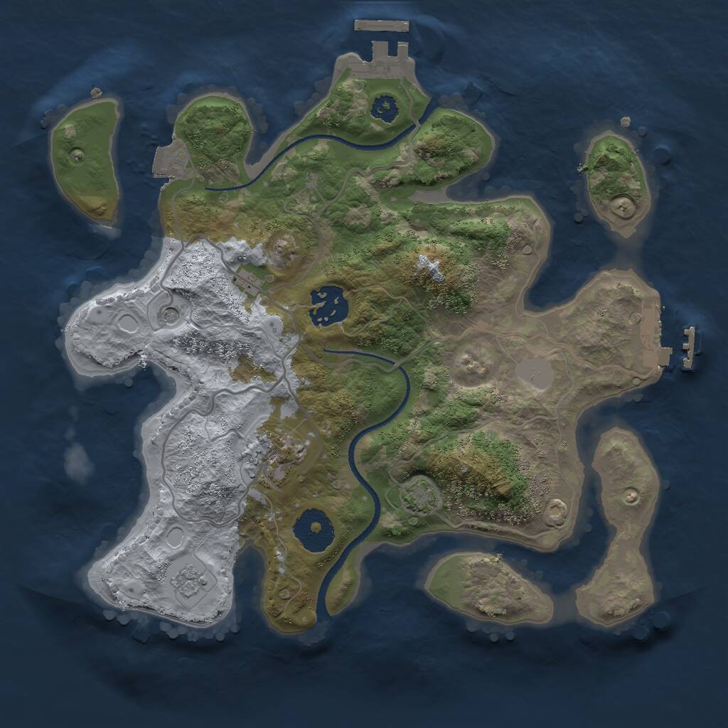 Rust Map: Procedural Map, Size: 2700, Seed: 66554433, 8 Monuments