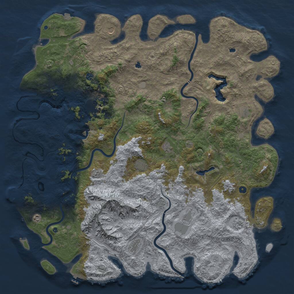 Rust Map: Procedural Map, Size: 6000, Seed: 23750527, 17 Monuments