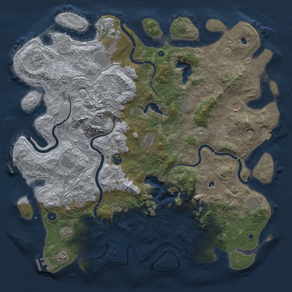 Rust Map: Procedural Map, Size: 5000, Seed: 1039457461, 17 Monuments