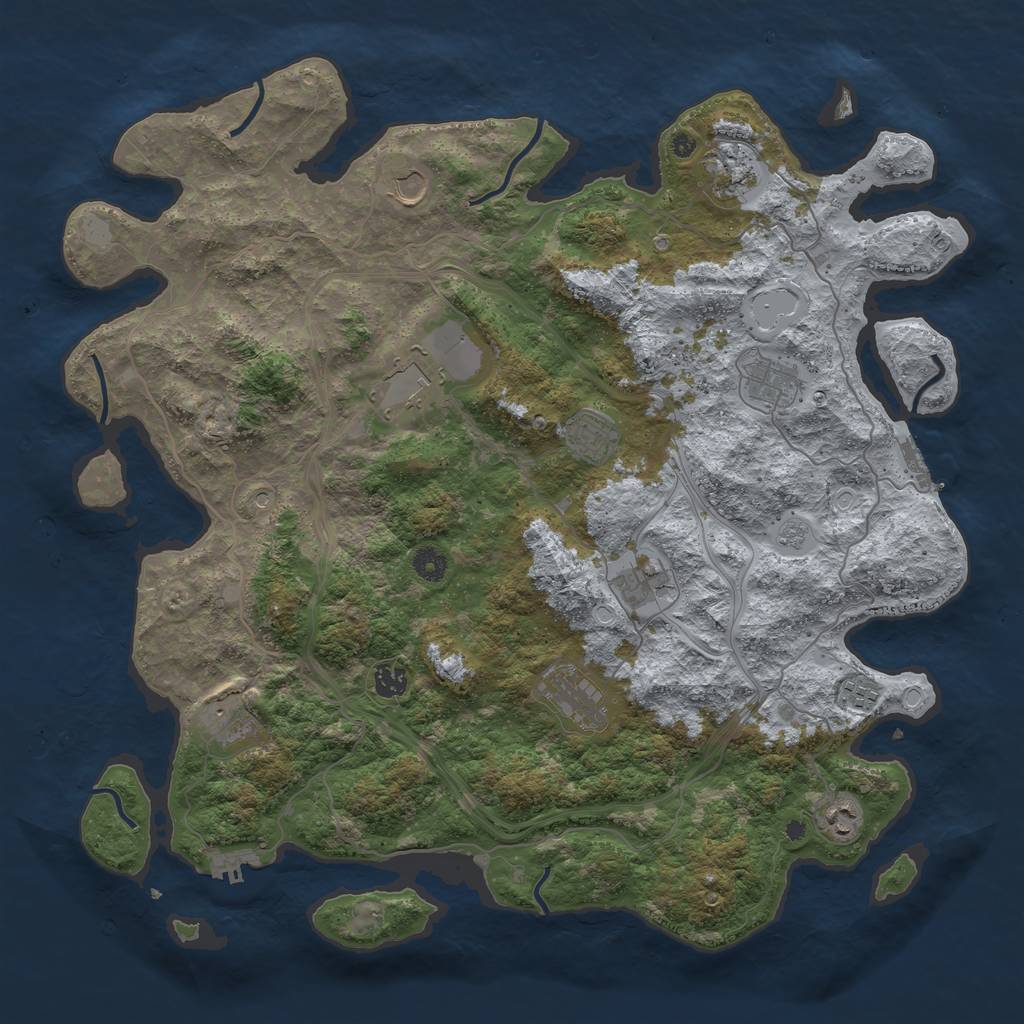 Rust Map: Procedural Map, Size: 4500, Seed: 28800, 18 Monuments