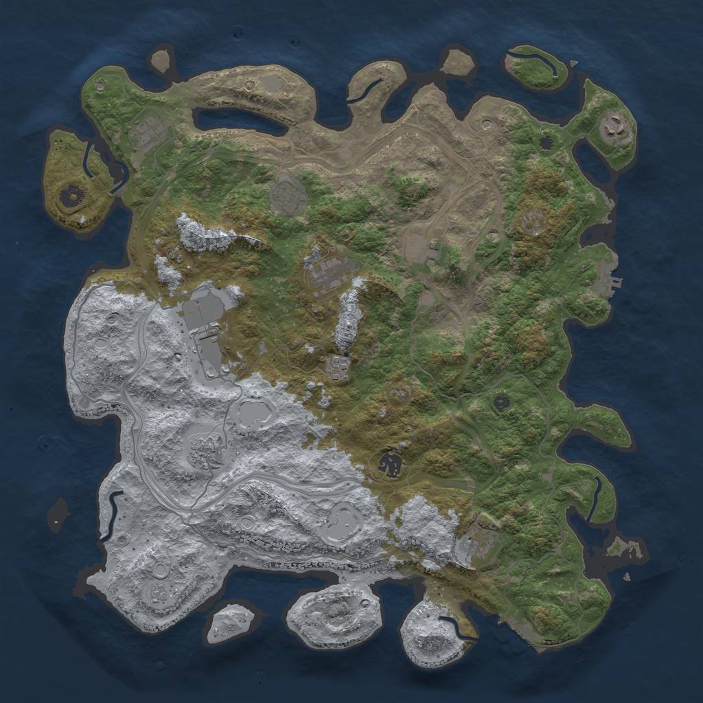 Rust Map: Procedural Map, Size: 4500, Seed: 1236561202, 17 Monuments