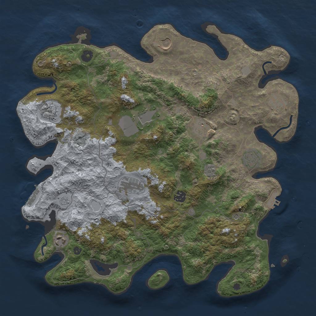 Rust Map: Procedural Map, Size: 4000, Seed: 1744877448, 17 Monuments