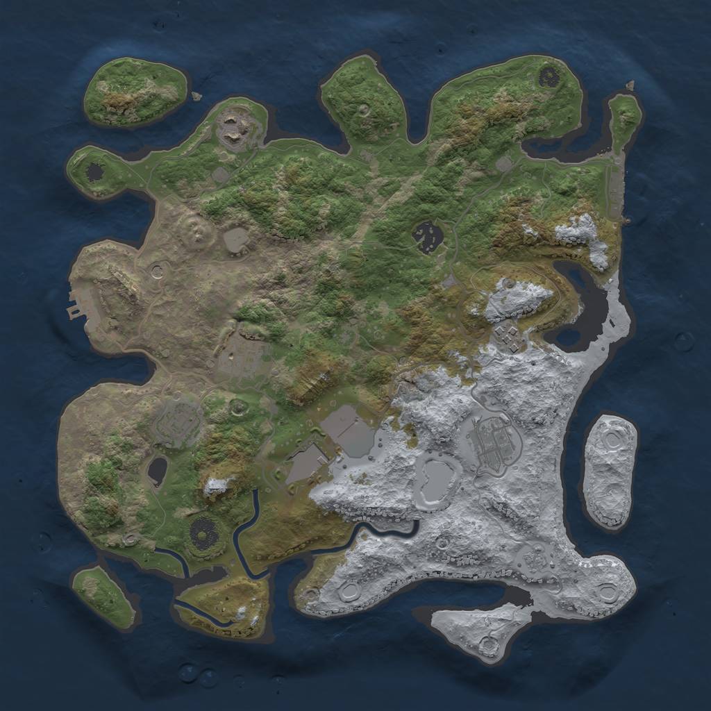 Rust Map: Procedural Map, Size: 3500, Seed: 385651434, 14 Monuments