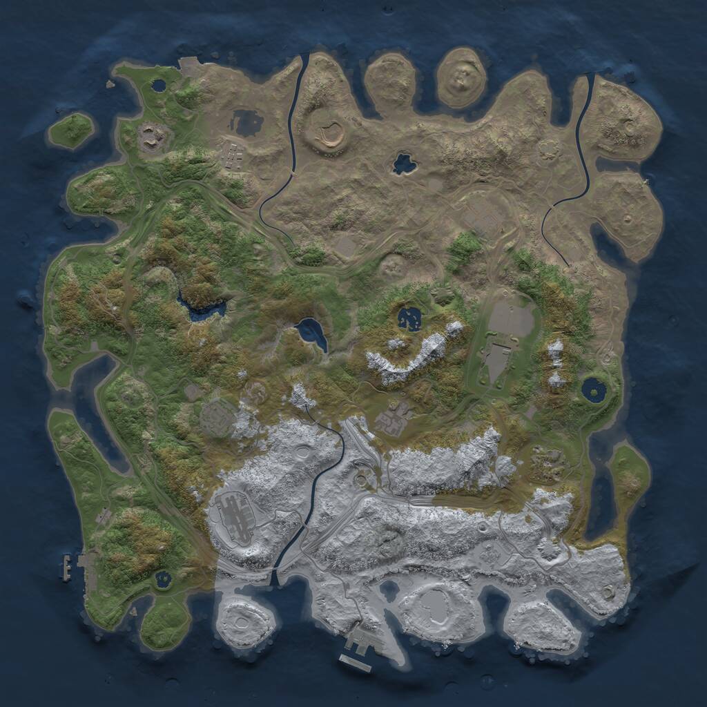 Rust Map: Procedural Map, Size: 4300, Seed: 733737727, 16 Monuments