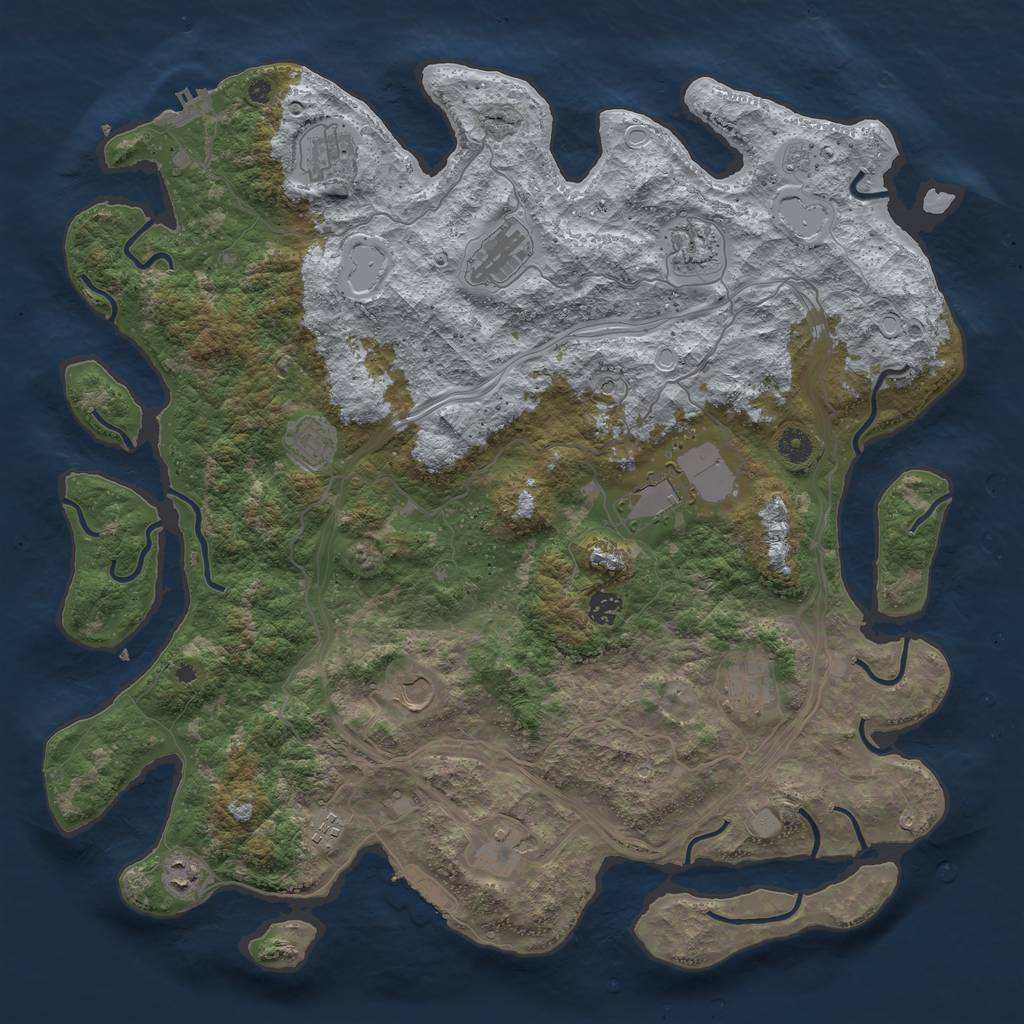 Rust Map: Procedural Map, Size: 4500, Seed: 665790120, 18 Monuments