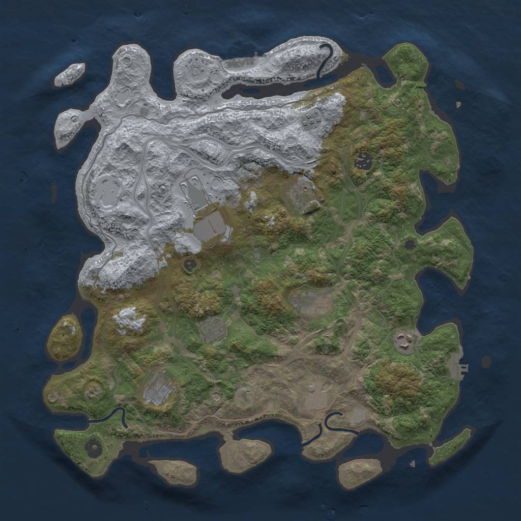 Rust Map: Procedural Map, Size: 4250, Seed: 320990836, 16 Monuments