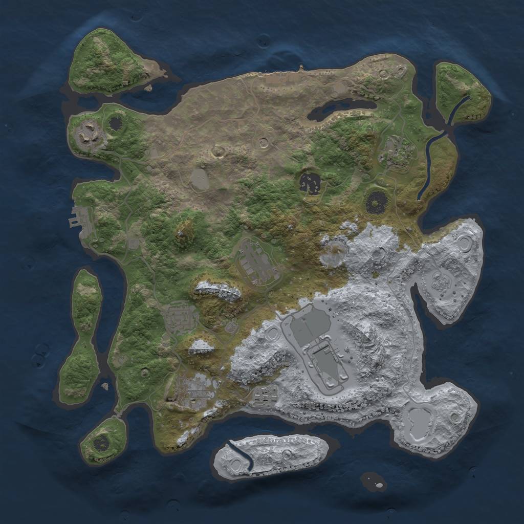 Rust Map: Procedural Map, Size: 3500, Seed: 851354976, 15 Monuments