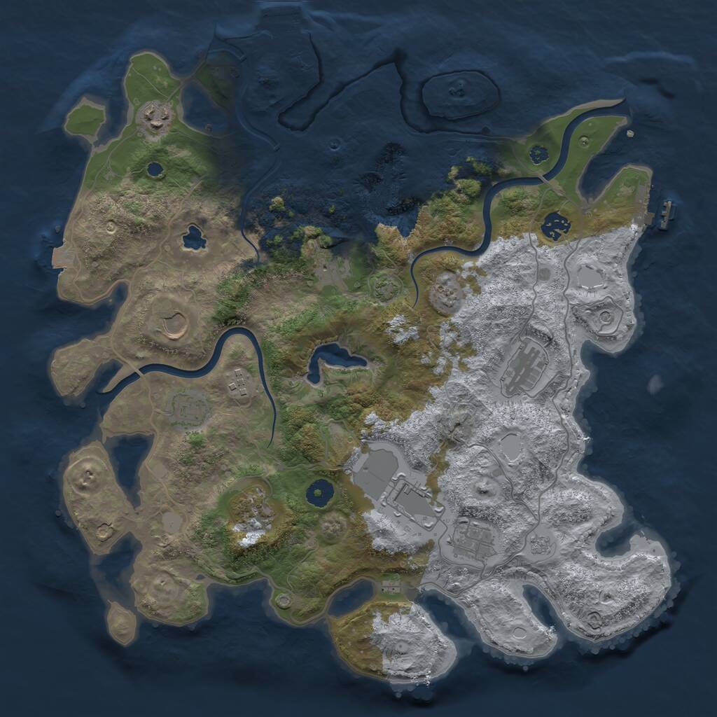 Rust Map: Procedural Map, Size: 4000, Seed: 122171355, 16 Monuments