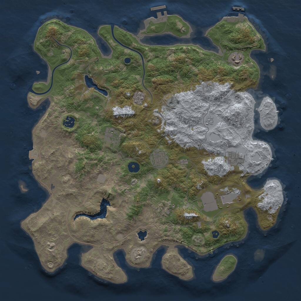 Rust Map: Procedural Map, Size: 4000, Seed: 5024, 14 Monuments