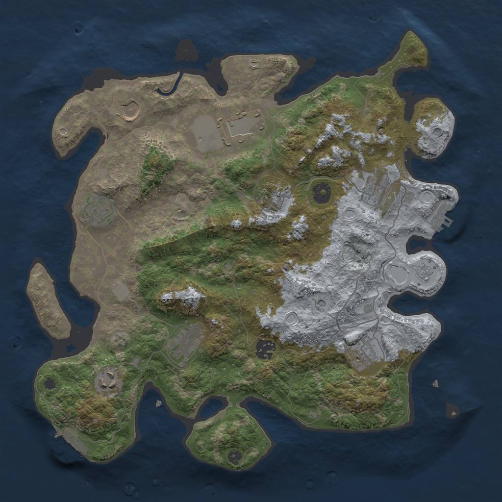 Rust Map: Procedural Map, Size: 3700, Seed: 950671192, 16 Monuments
